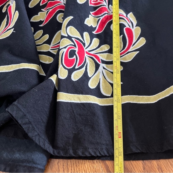Womens J Gee Black Red Yellow Floral Batik Midi Flare Skirt ELASTIC WAIST Size L - Picture 11 of 11